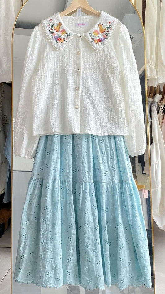 Hana - Gentle Skirt and Shirt Set Made of Cotton